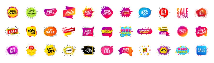 discount offer sale banners. best deal price stickers. black friday special offer tags. sale bubble coupon. promotion discount banner templates design. buy offer sticker. super deal set. vector