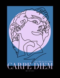 carpe diem slogan statue head outline graphic vector
