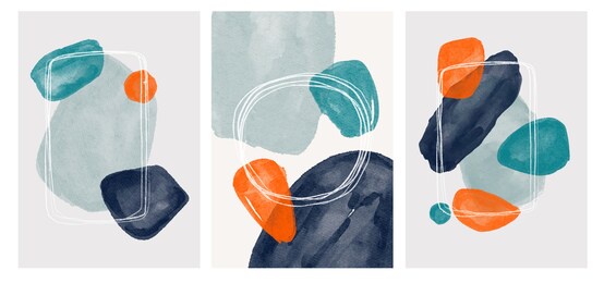 watercolor abstract art background . abstract design with doodles and various shapes. modern art isolated vector graphic. minimalistic geometric frames hand painted, vector illustration hand drawn