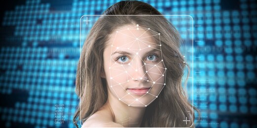face detection or facial recognition system with woman face