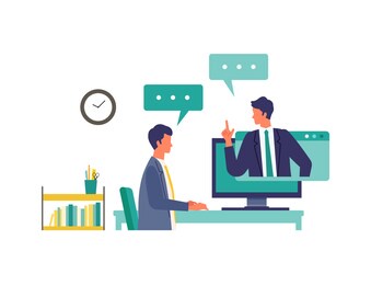 situation of telecommuting work in the new normal lifestyles. flat design vector illustration of teleworking people. concept for teleworking.