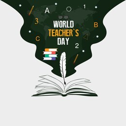 world teacher's day. october 5.vector illustration with school equipment for poster, brochure, banner and greeting card.