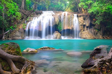 erawan waterfall in deep forest khanjanaburi