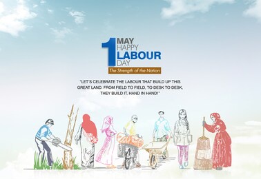 1st may, happy labour day, concept of worker, students, farmers and women