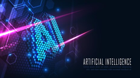 ai hexagon text in futuristic concept suitable for future technology artwork , responsive web banner