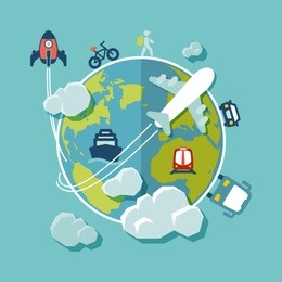 flat design background. travel around the world