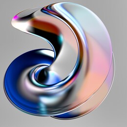 colorful 3d fluid shape holographic gradient, geometric art poster template, dispersion effect glass 3d rendering