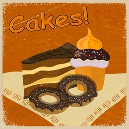 vintage background image of a piece of cake and cookies on a napkin. 