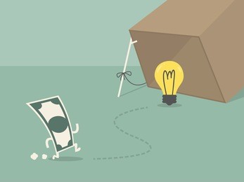 money running into a box trap
