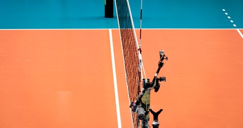 volleyball team before the match. training and volleyball tournament. sports teams competition.