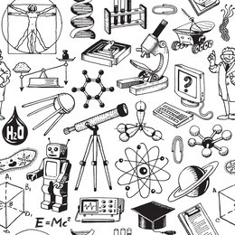 science and education seamless pattern background vector