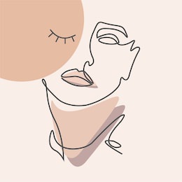 abstract poster with minimal woman face.one line drawing style