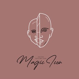 vector abstract logo design template in trendy linear minimal style - sun, moon and stars - abstract symbol for cosmetics and packaging, jewelry, hand crafted or beauty products