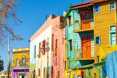 bright colors of caminito street in la boca neighborhood of buenos aires, argentina