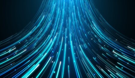 blue light streak, fiber optic, speed line, futuristic background, illustration.