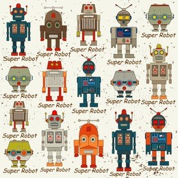 seamless robot pattern,cartoon vector illustration