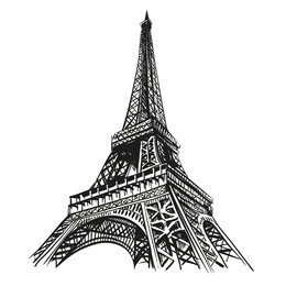 hand drawn eiffel tower. paris, vector illustration