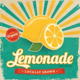 colorful vintage lemonade label poster vector illustration