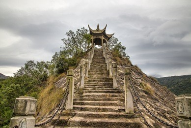 the sky chinese pavilion mountains