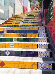 escadaria selaron famous steps in rio de janeiro, brazil artist jorge selaron 