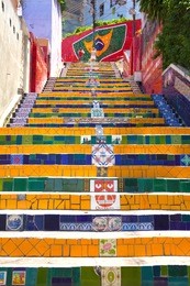 escadaria selaron famous steps in rio de janeiro, brazil artist jorge selaron 