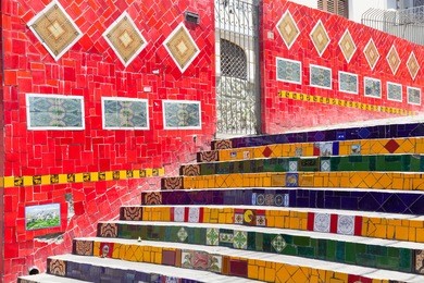 escadaria selaron famous steps in rio de janeiro, brazil artist jorge selaron 