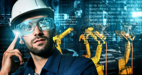 smart industry robot arms for digital factory production technology showing automation manufacturing process of the industry 4.0 or 4th industrial revolution and iot software to control operation .