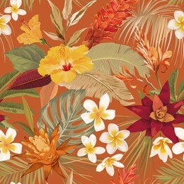 seamless tropic floral vector texture. boho dry palm leaves, watercolor tropical flowers pattern. luxury illustration design for fashion textile, fabric, wallpaper, cover, backdrop