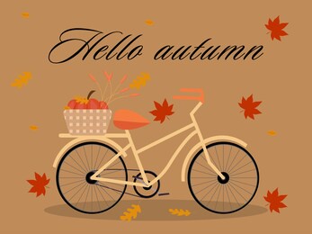 vintage bicycle illustration hello autumn