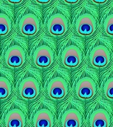 colorful peacock feather seamless vector pattern