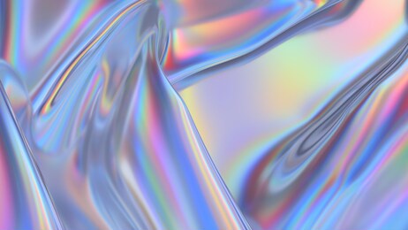 abstract 3d rendering. digital fabric. sci-fi background. holographic neon foil. rainbow reflection.