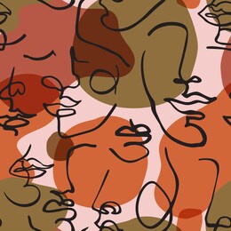 modern continuous one line art in cubism style with geometric shapes. hand drawn geometrical portraits illustration for fashion design, printing, textile, fabric, wallpaper. vector concept art