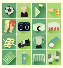 flat icons soccer set