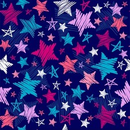 sketchy stars seamless repeat pattern illustration