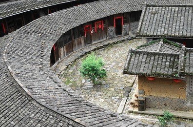 hakka roundhouse tulou walled village located in fujian, china