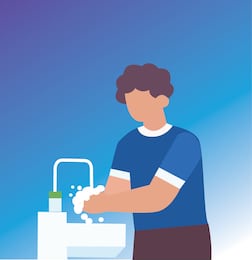 design someone was washing hands to avoid viruses