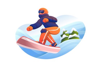 snowboarding athlete vector illustration flat style design