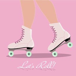 invitation card with roller skates boots