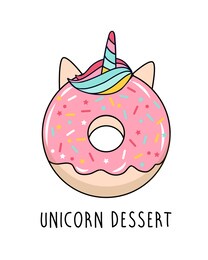 sweet donut and unicorn horn print design with slogan. vector illustration design for fashion fabrics, textile graphics, prints.