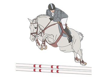 equestrian competitions, vector color illustration of a rider on a horse
