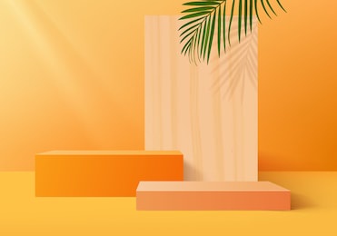 3d cylinder abstract minimal scene with geometric platform. podium background vector 3d rendering with podium. podium show cosmetic product. stage showcase on pedestal modern 3d studio orange pastel