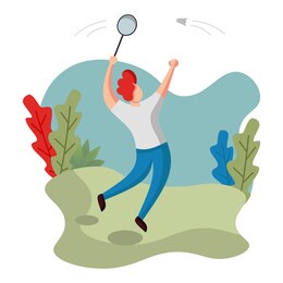 illustration vector graphic of the male badminton player jumping smash shot