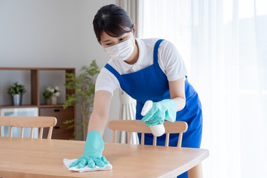 a woman doing a house cleaning job