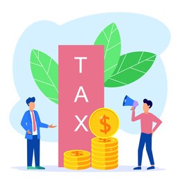 paying taxes every year, obedient entrepreneurs pay taxes. business profit that reaches the target. modern vector illustration.