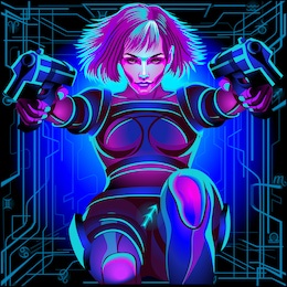 a series of neon horoscope signs, in the style of cyberpunk. zodiac sign: sagittarius
