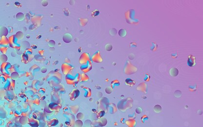 holographic liquid art vector blue background. shape holography brochure. light memphis blob cover. neon graphic placard.