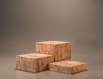 wood pedestal for display,luxury wood porduct stand ,empty wood podium,concept scene stage showcase,3d rendering.