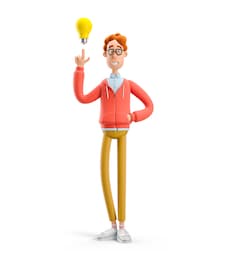 idea and innovation technology concept. nerd larry  with lightbulb. 3d illustration.