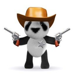 3d render of a panda dressed as a cowboy