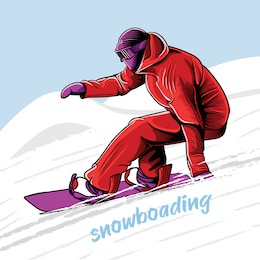 snowboarding vector illustration in handrawing line art style